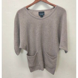 Cynthia Rowley 100% Cashmere Tan Dolman Sleeve Sweater Size XS Pockets